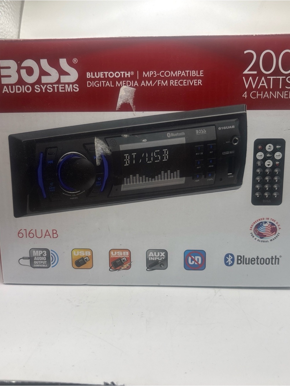 BOSS Audio Systems 616UAB Bluetooth Car MP3 Player 1 DIN AM/FM USB Remote